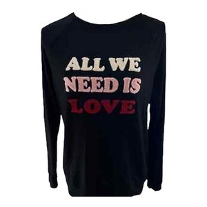 Isaac Mizrahi "All We Need Is Love" Women's Soft French Terry Top, XXL, Black